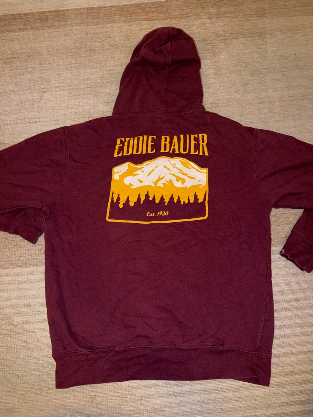 Eddie Bauer Maroon Pullover with Golden Mountain Graphic